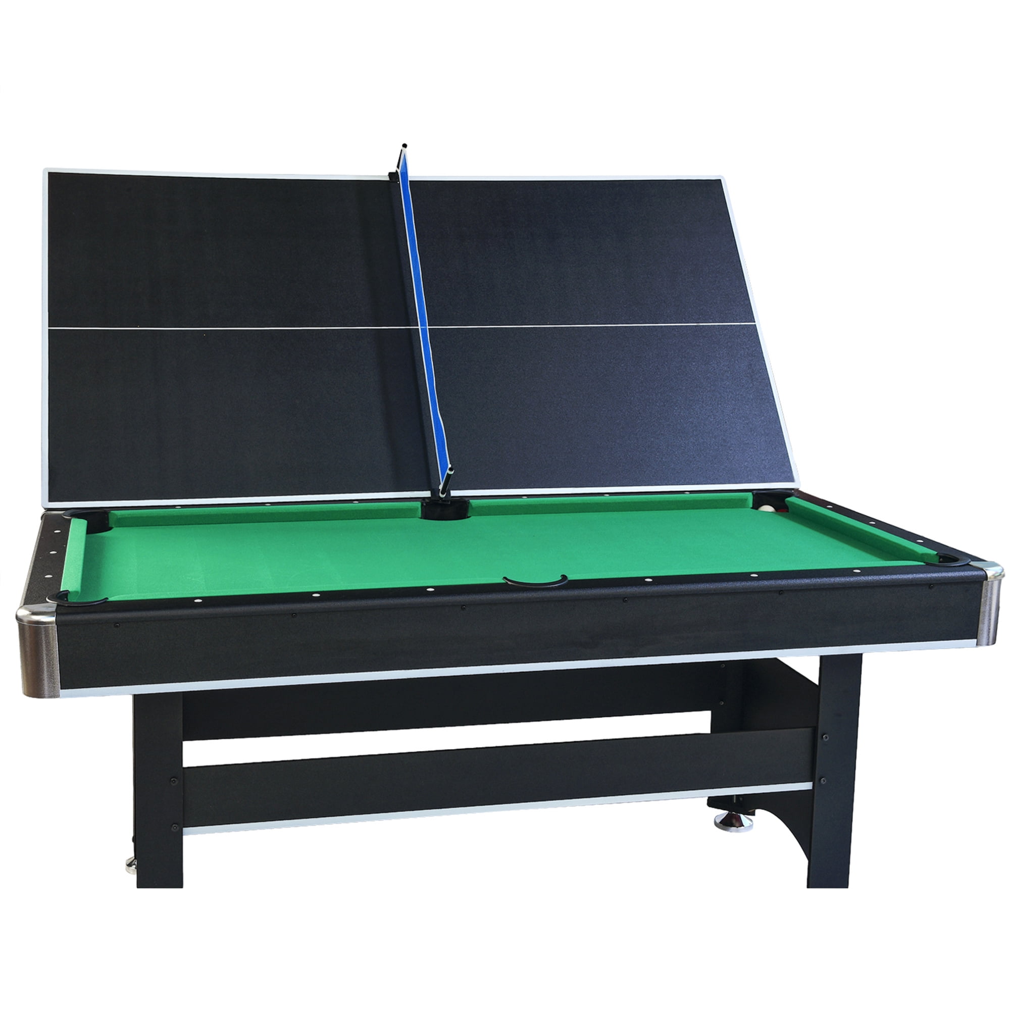 Aukfa 6 ft Pool Table, 2 in 1 Billiard Table with Ping Pong Table - Includes Billiard Balls, Cues, Paddles, Brush & More, Green