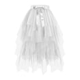 thumbnail image 4 of AWZXDE Women's Solid Color Ordinary Elegant Asymmetrical Hem Design Fashion Sheer Overlay Long Skirt Above Knee Midi Skirt White,M, 4 of 4