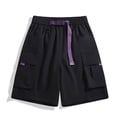 thumbnail image 2 of Fengqque Men's Cargo Shorts Elastic Waistband Drawstring Summer Relaxed Fit Work Shorts with Multiple Pockets Black S(S), 2 of 9