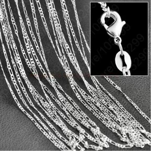 HOOUN 2mm Women Men 16-30" Stainless Steel Figaro Link Curb Chain Necklace Jewelry-16