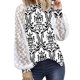 thumbnail image 4 of Blusa informal de manga larga con empalme de encaje y cuello redondo para mujer Pompotops  gfhjh18703, 4 of 7