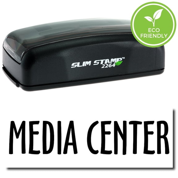 Large Pre-Inked Media Center Stamp with Red Ink