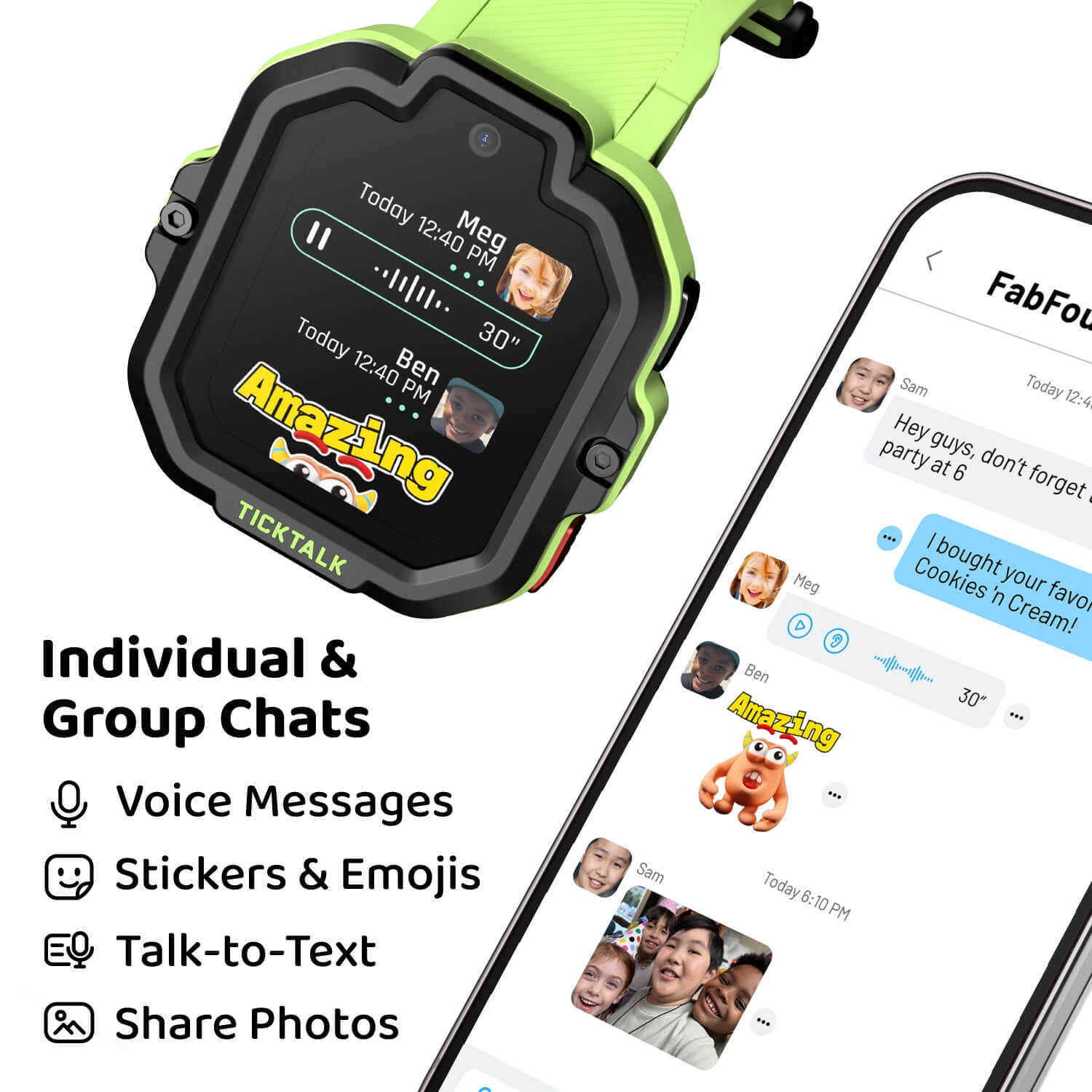 TickTalk 5 Kids Smartwatch with GPS, Calls & Texts, Parental Controls, SOS & 911, Free Music – AT&T Network (Activated via TickTalk)