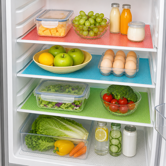 12PCS Shelf Mats Refrigerator Liners Washable Refrigerator Pads Fridge Mats Drawer Placemats Home Kitchen Gadgets Accessories Organization for Top Freezer(3green 3pink 3blue 3white)
