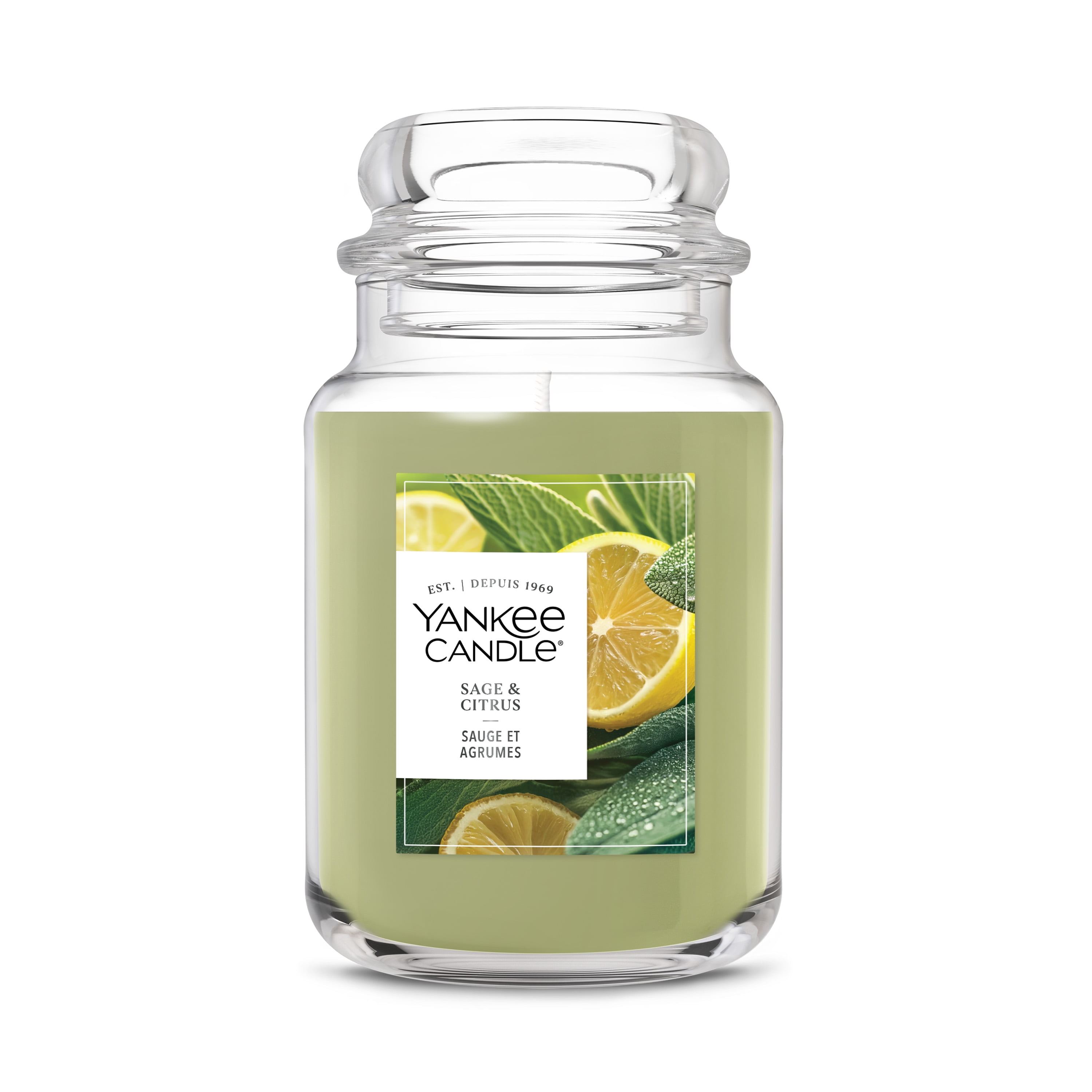 Yankee Candle Scented Candle, Sage & Citrus, 22 oz Original Large Jar, Up to 150 Hours of Burn Time