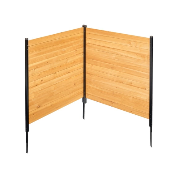 Wood Privacy Fence 38 Inch W x 42 Inch L 2 Panel Solid AC Fence Screen Pool Equipment Enclosure with Metal Stakes Easy DIY Installation Outdoor Trash Can Hider Garden Decoration
