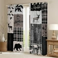 thumbnail image 2 of Rustic Cabin Curtains & Drapes 38"Wx45"L 2 Panels, Hunting Bear Deer Curtains Vintage Farmhouse 30%-50% Blackout Curtains Camper Lodge Room Decor, Vintage Plaid Tree Window Curtains,Gray Brown, 2 of 5