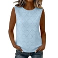 thumbnail image 6 of GUACER Womens Pointelle Tank Top Round Neck Eyelet Casual Sleeveless Blouse Lightweight Summer Camisole, 6 of 7