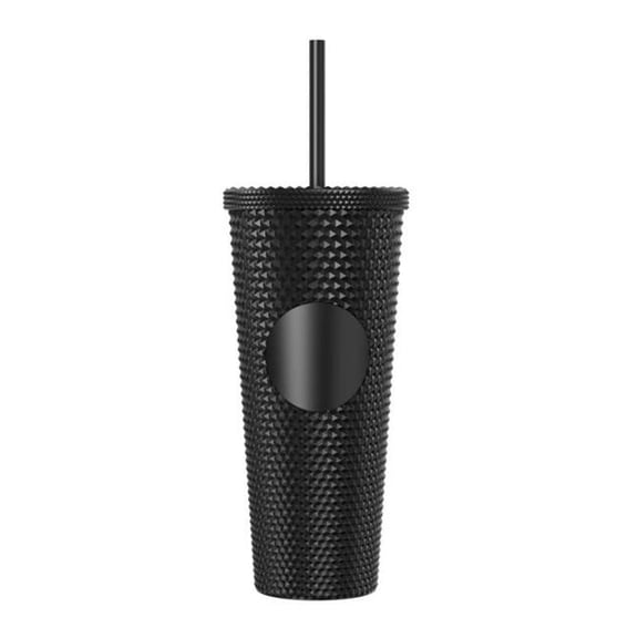 NexGen W01T225-B 24 oz Double Wall Plastic Mug with Straw - Black
