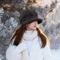 thumbnail image 6 of Newsboy Hat Beret Flat Cap Fisherman Hat Cozy Cloth Fluff Material for Women Suitable for Hiking Vacation Trip, 6 of 9
