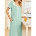 thumbnail image 4 of Avidlove Long Nightgowns for Women Henley Floral Ladies Gowns Short Sleeve Btton Neck Nightdress House Dress Sleepwear with Pockets, 4 of 7
