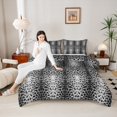 thumbnail image 4 of Manfei Chic Gray Cheetah Print Full Size Comforter Sets, Ombre Leopard Bedding Comforter Set, Wildlife Theme Bedding Sets Reversible 3-Piece, 4 of 8
