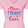 thumbnail image 4 of Inktastic 4th of July Stars Stripes and Sass Blue and Red Stars Women's V-Neck T-Shirt, 4 of 5