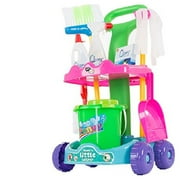 Hey! Play! Toy Cleaning Set - Play Housekeeping and Janitor Accessories Cart - Pretend Broom, Mop and Dustpan for Children and Toddlers Tidy-Up Fun, (Model: 80-PP-1350568)