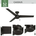 thumbnail image 3 of Hunter 52 inch Outdoor or Indoor Ceiling Fan No Light - Bronze Ceiling Fan without Light, For Patio, Porch, Garage, or Living Room, Standard Mount, 3 Blades, Pull Chain - Cassius 59261, New Bronze, 3 of 14