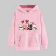 thumbnail image 2 of asdoklhq Women's V-Day Tees Ladies' Valentine's Day Printed Long Sleeved Hooded Sweatshirt One Size Larger Pink M, 2 of 5