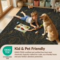thumbnail image 4 of Design&I 8'x10' Washable Area Rug Sleek Flatweave Pet Friendly Bamboo Traditional Sofa Coiled Snake Perched Bird Scrollwork for King Size Bedroom, Under Bed, 4 of 7
