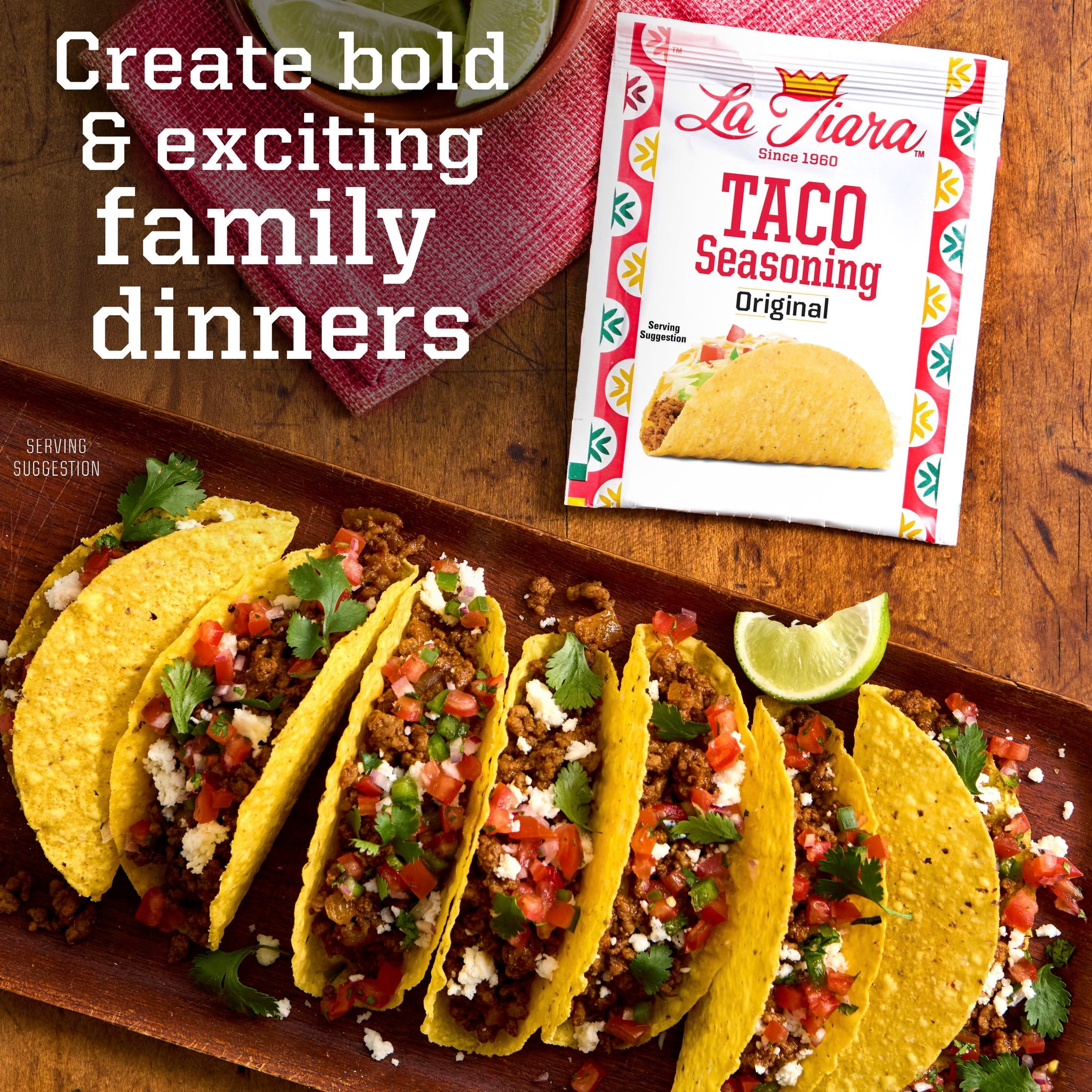 (6 pack) La Tiara Original Taco Seasoning Mix, Spices and Seasonings, 1 oz
