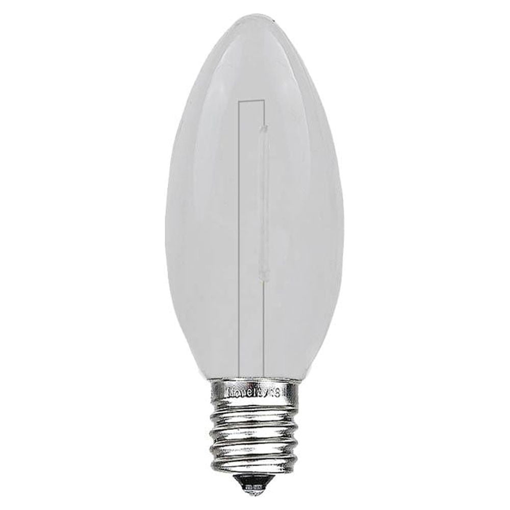 Novelty Lights 25 Pack C7 LED Filament Bulbs, Warm White Shatterproof Plastic Replacement Christmas Lights, E12 Base, Indoor/Outdoor Strings, Dimmable