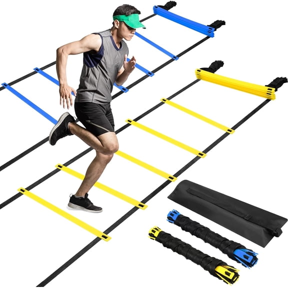 Lsupdaol Agility Ladder 20 Feet Adjustable Rungs Speed Training Exercise Ladders with Carry Bag for Kids and Adults Soccer Football Boxing Footwork Sports Speed Agility Training