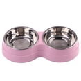 thumbnail image 7 of Aquvino Dog Double Bowl Puppy Food Feeder Stainless Steel Pet Drinking Dish (Pink), 7 of 7