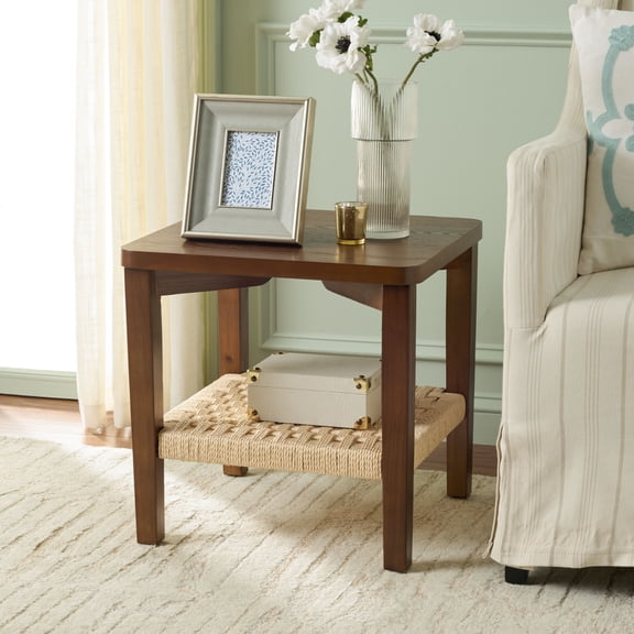 Safavieh Raki 1 Shelf Traditional Wood End Table, Walnut