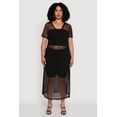 thumbnail image 2 of Womens Plus Size Side Slit Collared Mesh Maxi Top, 2 of 4