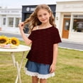 thumbnail image 6 of HAiming Girls Tops off the Shoulder Short Sleeve Striped Color Block T Shirts Loose Casual Fashion Tee Summer Vacation Workout Blouses, 6 of 9