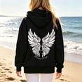 thumbnail image 2 of Puliio Womens Full Zip Up Hoodie Oversized Vintage Graphic Print Warm Fall Sweatshirt With Side Pockets, 2 of 7