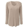 thumbnail image 5 of Sweaters For Women Solid Color Long Sleeve Knitted Pullover V Neck Tops Soft Comfortable Casual Everyday Wear Versatile Women Sweaters Khaki XXL, 5 of 5