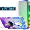 thumbnail image 3 of Value Pack ! for Moto G7/ G7 Plus/ T-Mobile Revvlry+ Plus Liquid Glitter +Full Glass Finger Grip Bling Cute Woman Girl Case Phone Case Silicone PU Shock Bumper Scratch Guard Skin Wrap Slim Cover, 3 of 4
