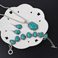 thumbnail image 5 of SPRING PARK 4Pcs/Set Earrings Bracelet Necklace Jewellery Set Vintage Antique Silver Turquoise Stone Bracelet, 5 of 6