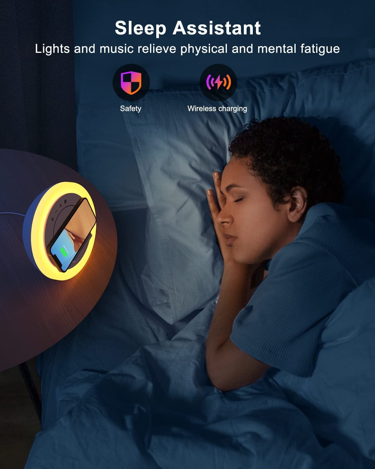 Bluetooth Speaker Night Lights, Wireless Charging Kids Speaker, Color Changing Modern Bluetooth Lamp,Teenage Boys Girls Gifts Ideas (15W Wireless Charging)