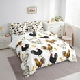 thumbnail image 3 of Manfei Cartoon Rooster Bedding Comforter Set 7pcs, Kawaii Chicken King Bedding Sets, Cute Farm Animal Bed Sheets, White Luxury Bedroom Decor, 3 of 8