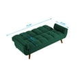 thumbnail image 6 of 76" Linen Futon Sofa Bed with Adjustable Backrest, Upholstered Loveseat Couch with Solid Wood Legs and 2 Pillows, Convertible Sleeper Sofa for Small Space Living Room Bedroom Office, Green, 6 of 7