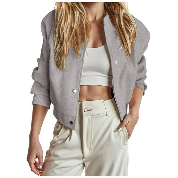 Womens Cropped Jacket Button Down Long Sleeve Winter Casual Coats Outerwear Women Autumn Winter Cropped