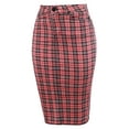 thumbnail image 2 of A2Y Women's Slim Fit Rayon Knee Length Back Slit Denim Jean Pencil Skirt Pink Plaid Check S, 2 of 3
