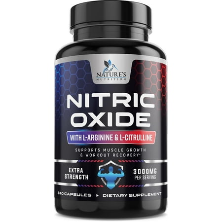 Nitric Oxide Booster Extra Strength 3000mg - 3X Strength L-Arginine & Citrulline, Best Nitric Oxide Supplements for Men, Supports Muscle, Heart Health, Energy Supplement, Bottled in USA, 240 Capsules