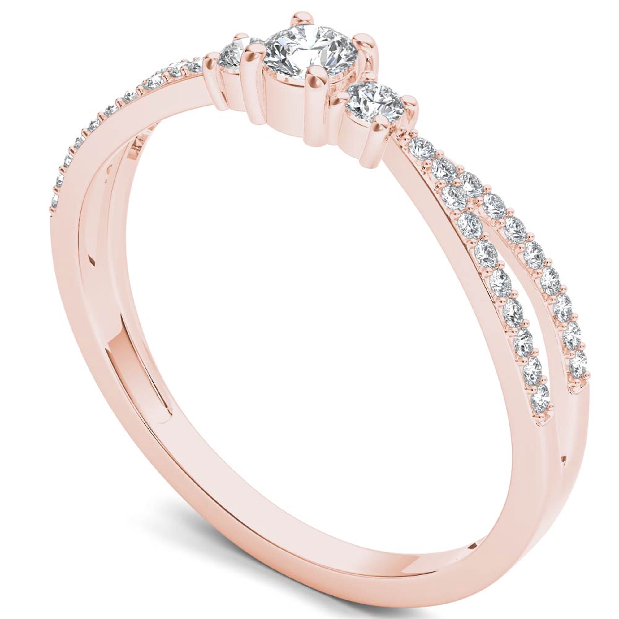 1/4 Carat T.W. Diamond Split Shank Three-Stone 10kt Rose Gold Engagement Ring