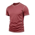 thumbnail image 5 of Ceisia Men's Contrast Stitch Crew Neck Short Sleeve T-Shirt Multi-Color Pack Red XL Gifts for Father, 5 of 8
