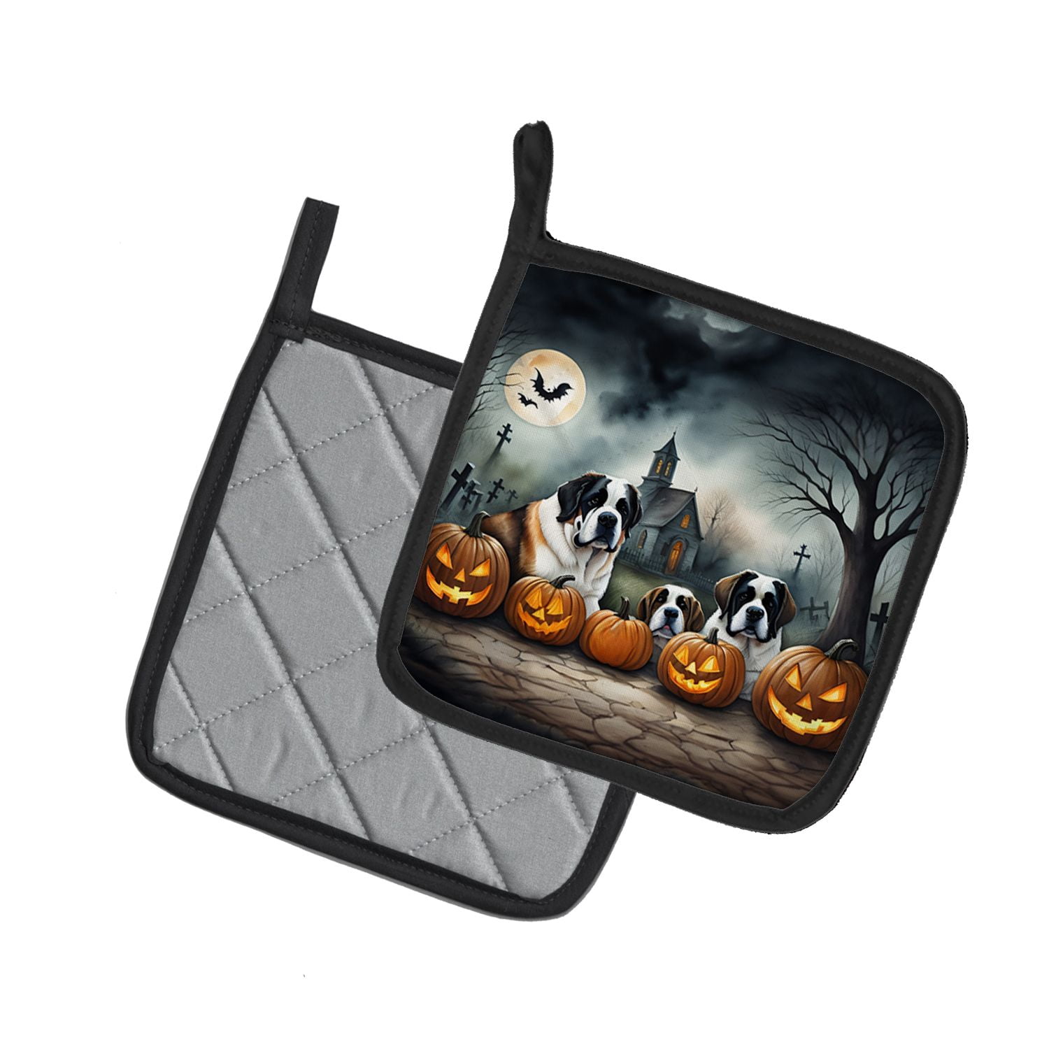 Saint Bernard Halloween Pot Holders 7.5x7.5 Inch with Breed Specific Artwork
