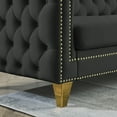 thumbnail image 5 of Velvet Tufted Sofa for Living Room - Modern Square Arm Couch with Button Upholstery & Metal Legs, Stylish Sofa for Bedroom (Black), 5 of 9