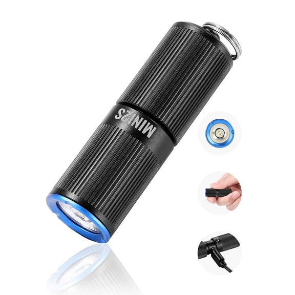 VEVOR Keychain Flashlight, Rechargeable Mini LED Flashlight,200 High Lumens Pocket-Sized Flashlight with 2 Lighting Modes, IPX7 Waterproof Portable Flashlight for Everyday Carry, Camping, Emergencies