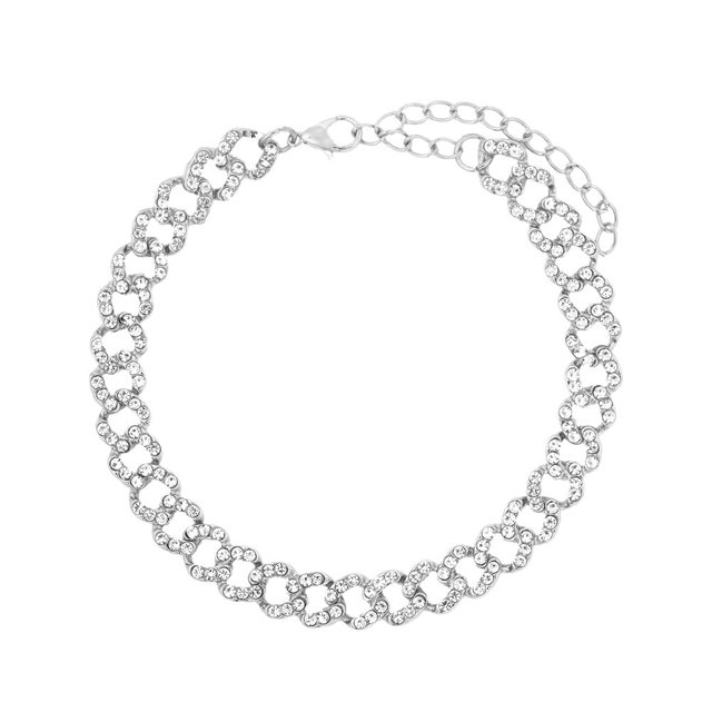 Tobillera de cadena de Metal grueso para hombre y mujer, pulsera de pie cubano de Color dorado y plateado con diamantes de imitación, joyería Punk Hip Hop Rock Tan Jianjun unisex