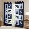 thumbnail image 2 of Feelyou Farmhouse Moose Bear Black Out Curtains, Retro Navy Stripes Buffalo Curtains Pack of 2 (42x63 Each), Rustic Tree Botanical Bedroom Curtains, Blackout Curtains Bedroom Decor, 2 of 6