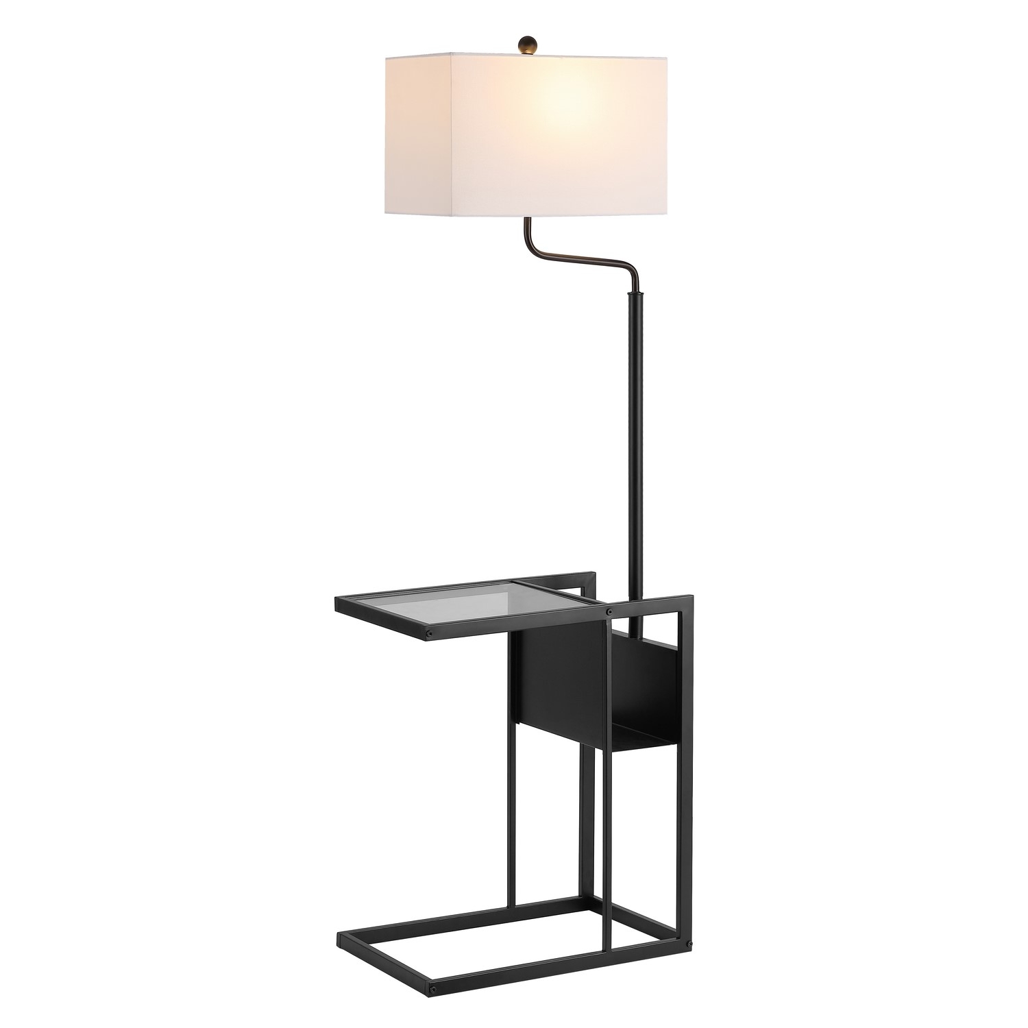 SAFAVIEH Janson 59 in. H Floor Lamp with Table, Matte Black