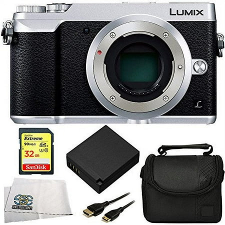 Panasonic Lumix DMC-GX85 Digital Camera Body Only (Silver) + 6PC Accessory Kit Includes SanDisk Extreme 32GB SDHC Memory Card+ Replacement BLG-10 Battery+ Mini HMDI Cable + MORE