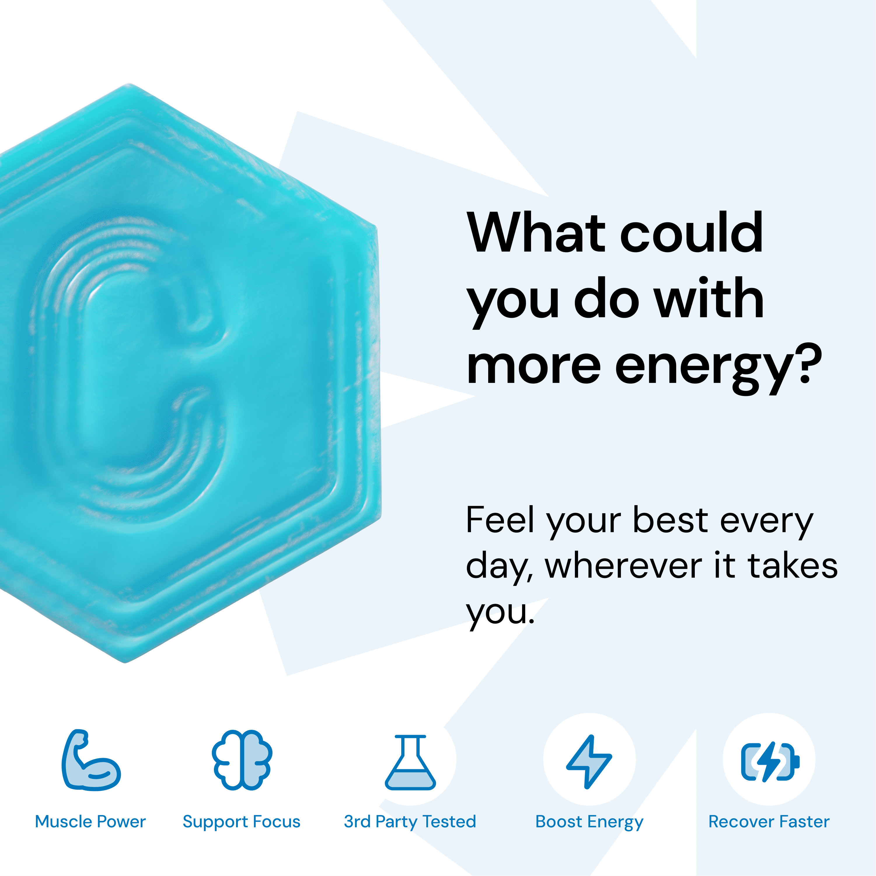 Create Blue Raspberry Creatine Gummies – 1.5g Creatine Monohydrate, Boost Strength & Focus, 90 Ct