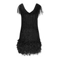 thumbnail image 6 of FRSASU Summer Dress for Women ,Women'S V-Neck Tassel Sleeveless Zipper Solid Mini Dress formal Dress Black 6(M), 6 of 6