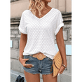 thumbnail image 4 of Camiseta con Bordado de Ojales para Mujer, Blusa Informal de Verano con Cuello en V, Blusa Holgada A , , Talla M, 4 of 8